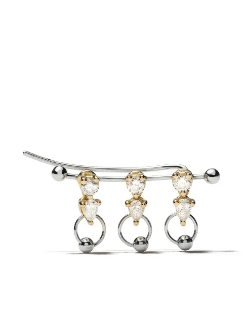 Delfina Delettrez 18kt white and yellow gold Two in One diamond earring Gold TIO5010ARIGHT