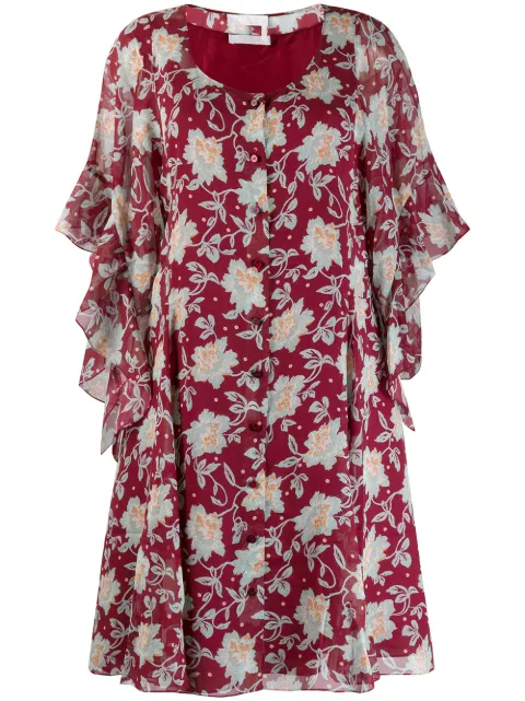 Chloé floral frill sleeve dress Red C19ARO61347