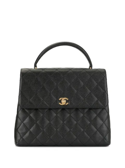 CHANEL Pre-Owned 2002 diamond quilted tote Black 7565907