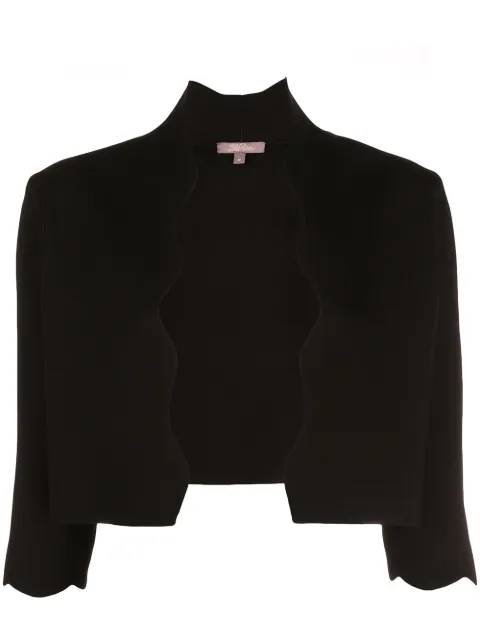 Lela Rose wavy trim cropped jacket Black LRKN3512