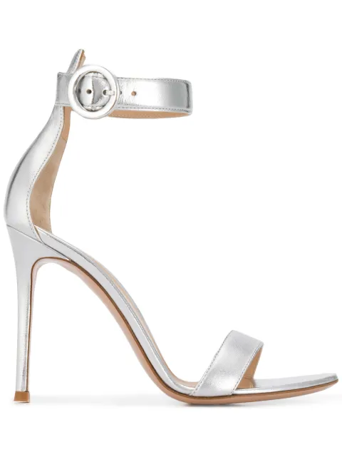 Gianvito Rossi Portofino 105mm leather sandals Silver G6109615RICNPS