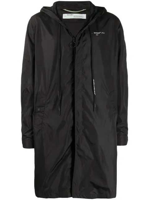 Off-White lightweight hooded rain coat Black OMEA171E19E060031091