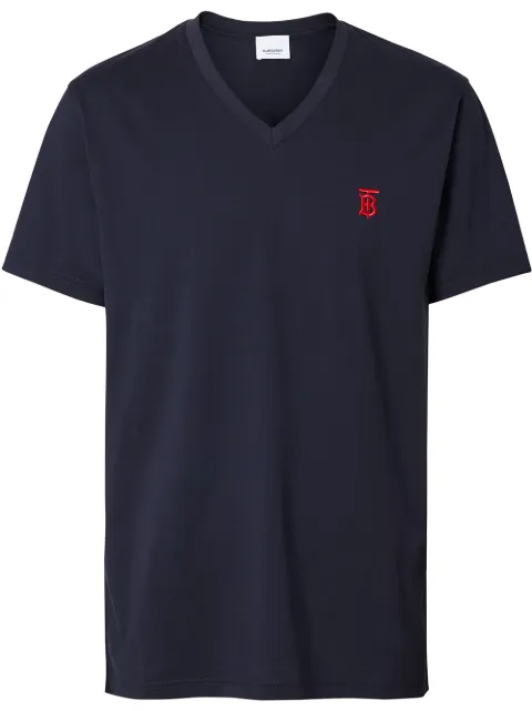 Burberry monogram motif V-neck T-shirt Blue 8017256A1222