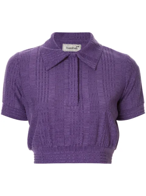 Bambah cropped knit polo shirt Purple PFBMPF19026