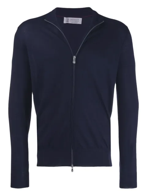 Brunello Cucinelli zip-up knit cardigan Blue M2300106CW425