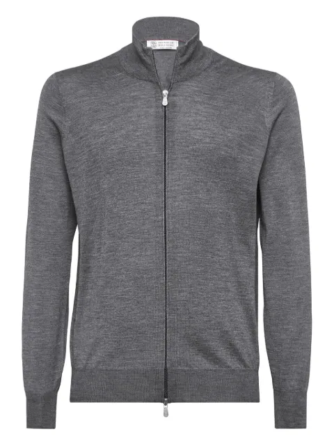Brunello Cucinelli zip-up knit cardigan Grey M2300106CG217