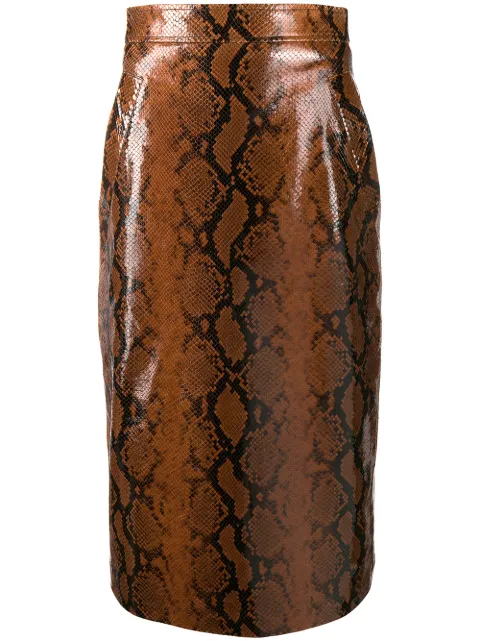 DSQUARED2 snakeskin effect skirt Brown S75MA0675SY1404
