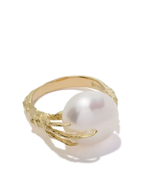 Wouters & Hendrix Gold 18kt gold claw pearl ring Gold R157YG