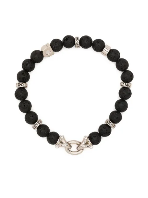 Ferragamo Gancini lava stone beaded bracelet Black 717501