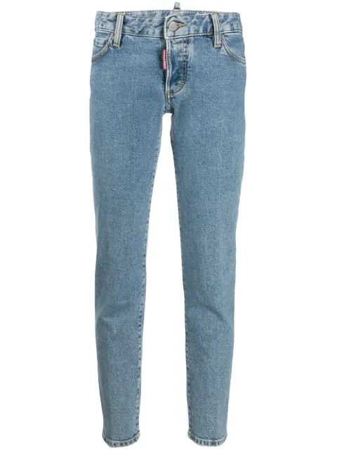 DSQUARED2 maple leaf patch slim-fit jeans Blue S75LB0185S30667