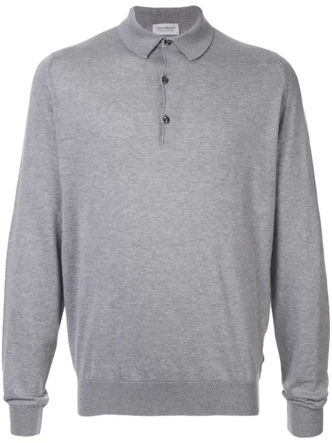 John Smedley long-sleeve polo shirt Grey BRADWELL