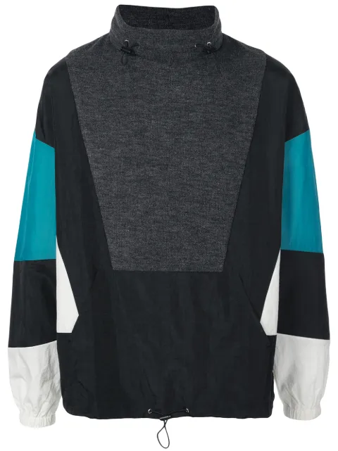 God's Masterful Children oversized knit-panel windbreaker Black GMC08AIX31