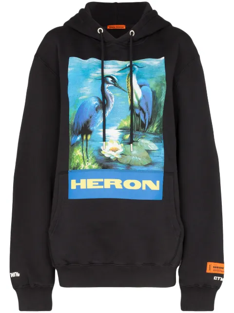 Heron Preston bird graphic hoodie Black HWBB001E198080220488