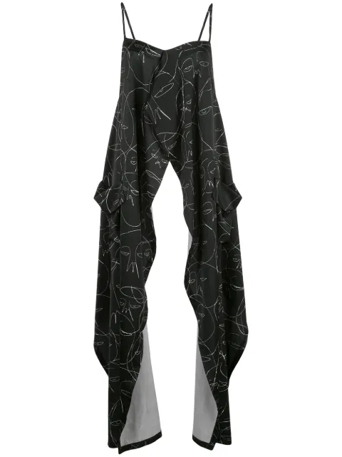 Haculla face print longline top Black HAW08AIW16