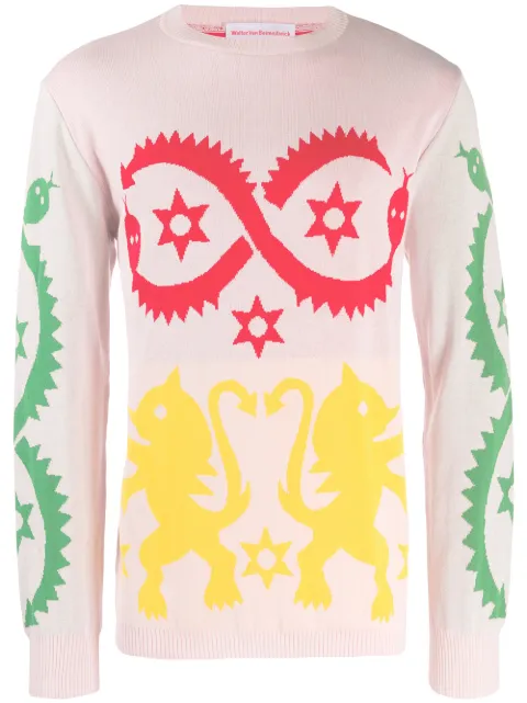 Walter Van Beirendonck Pre-Owned 2009 intarsia knit jumper Pink WVBXHOL035