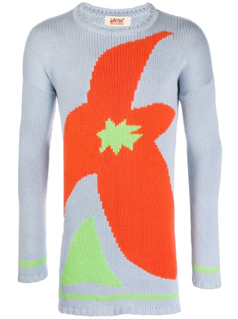 Walter Van Beirendonck Pre-Owned 1994/95's Le Peintures L'Espace L'Art intarsia jumper Blue WVBXHOL008