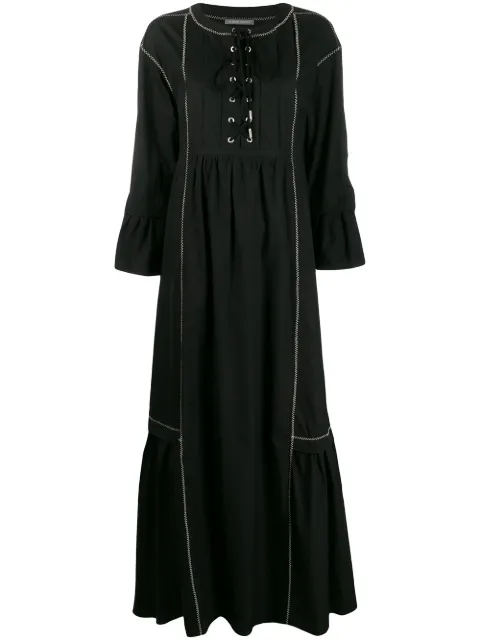 Alberta Ferretti lace-up flared maxi dress Black A04251628