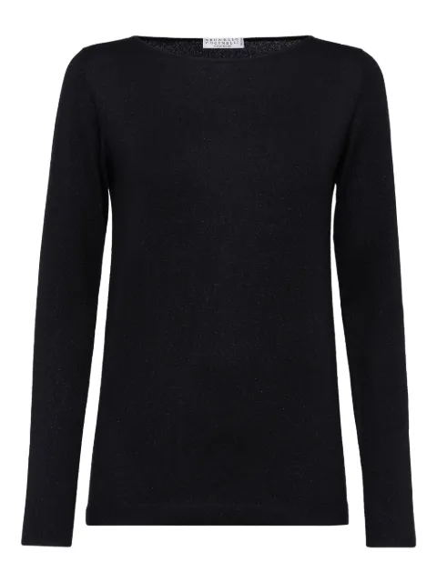 Brunello Cucinelli cashmere-blend boat-neck jumper Black M41800008C101
