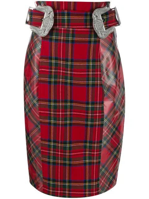 Philipp Plein Tartan pencil skirt Red A19CWRV0228PTE003N