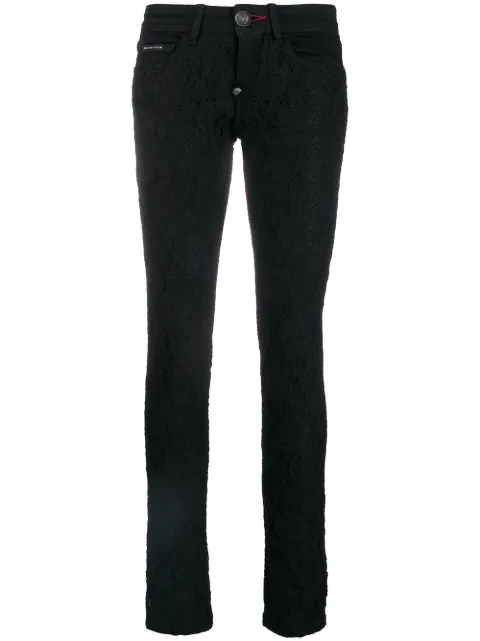 Philipp Plein lace skinny jeans Black A19CWDT1272PDE004N
