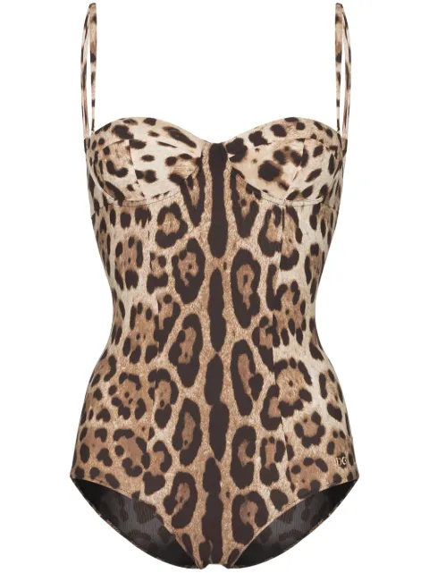 Dolce & Gabbana leopard-print balconette swimsuit Brown O9A13JFSGDM