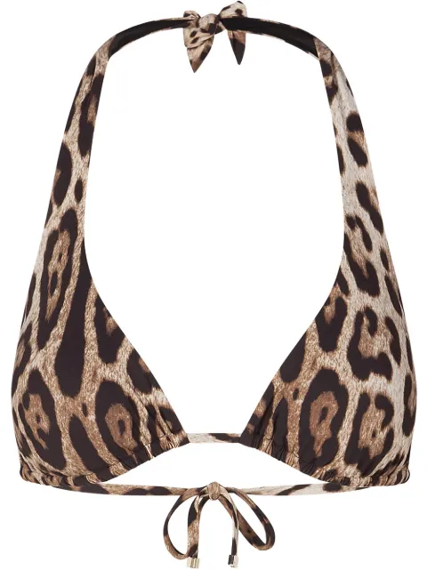 Dolce & Gabbana leopard-print triangle bikini top Brown O1A01JFSGDM