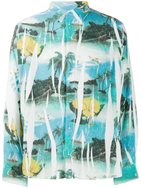 Doublet tropical print shirt Blue 19SS12SH60