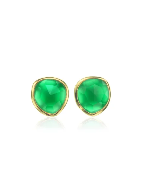 Monica Vinader Siren Stud Green Onyx earrings Gold GPEASSTUGRO