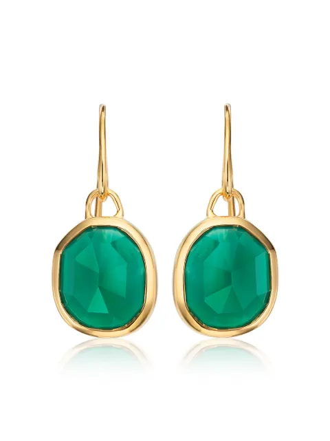 Monica Vinader Siren Wire Green Onyx earrings Gold GPEASWERGRO