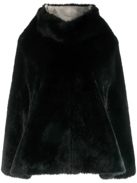 Junya Watanabe Comme des Garçons Pre-Owned faux-fur overhead cape Black JUN040A