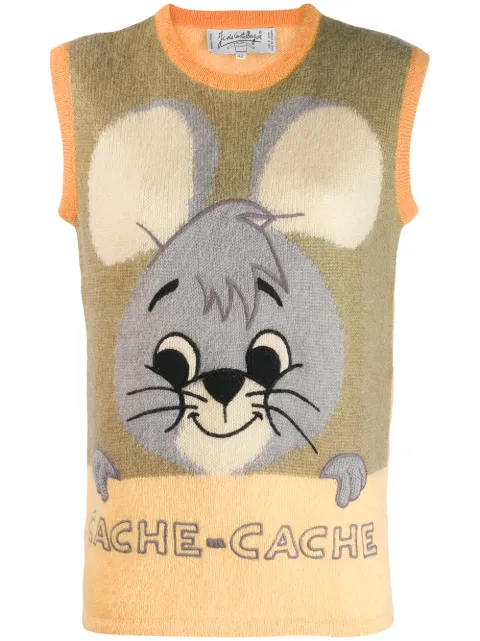 JC de Castelbajac Pre-Owned cartoon motif knitted vest Yellow JCDC292