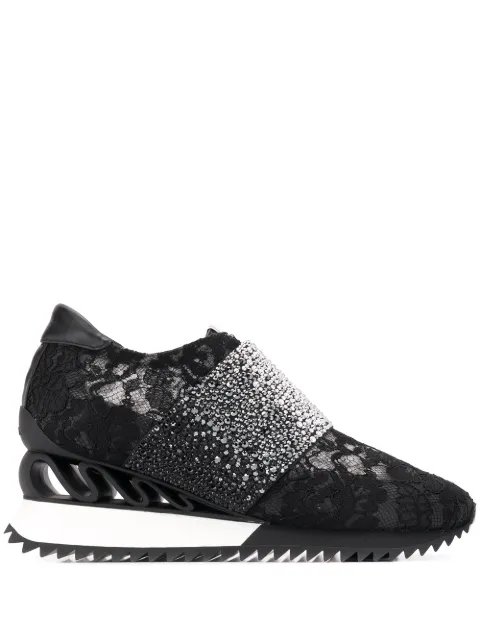 Le Silla rhinestone embellished sneakers Black 6846N040M1PPLAC