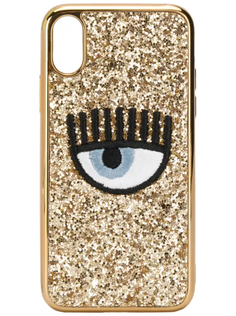 Chiara Ferragni embroidered eye phone case Gold CFCIPX031