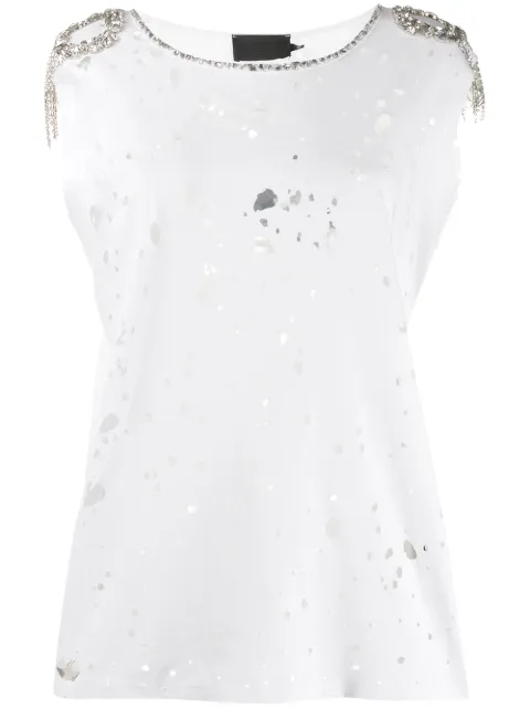 Philipp Plein ripped detail T-shirt White P19CWTK1450PJY002N