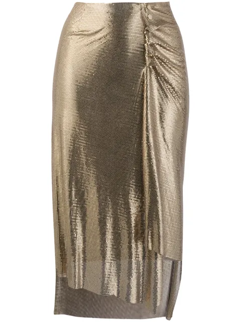 Rabanne metallic ruched skirt Gold 19EIJU015MH0062