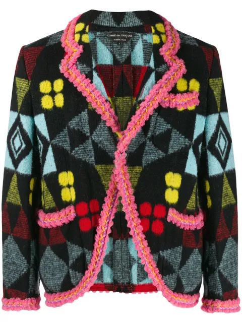 Comme Des Garçons Pre-Owned contrast-trim patterned jacket Black CDG1126