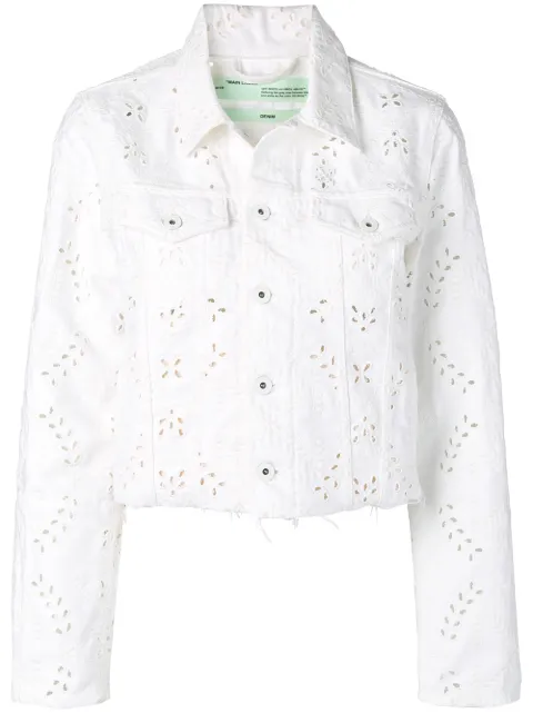 Off-White broderie anglaise denim jacket White OWYE008S19D620510101