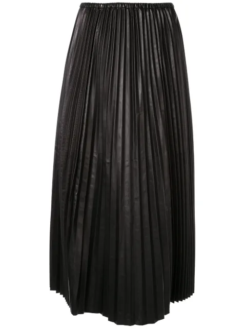 Valentino Garavani pleated leather skirt Black BNI05Y1YM