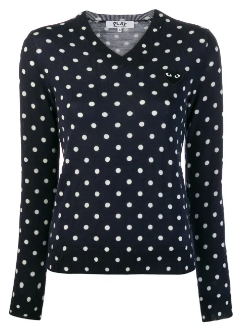 Comme Des Garçons Play polka-dot knit sweater Blue P1N035