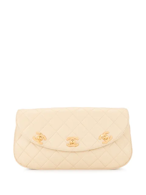 CHANEL Pre-Owned 1991-1994 CC quilted clutch bag Neutrals 2386705