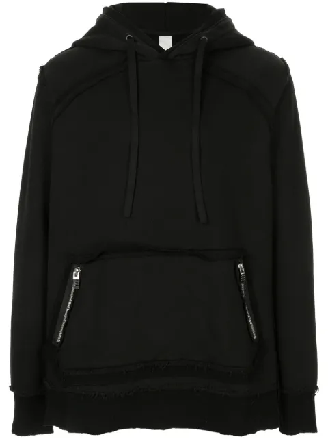 Carpe Diem casual raw hem hoodie Black MSC911