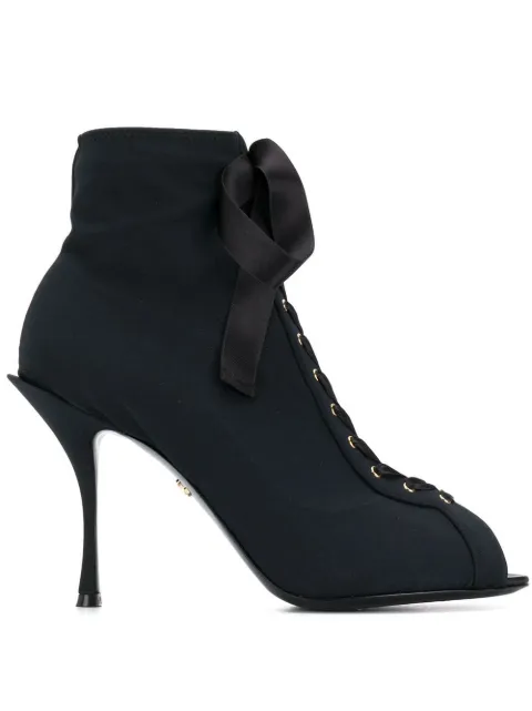 Dolce & Gabbana lace-up peep toe sandal boots Black CT0536AK909