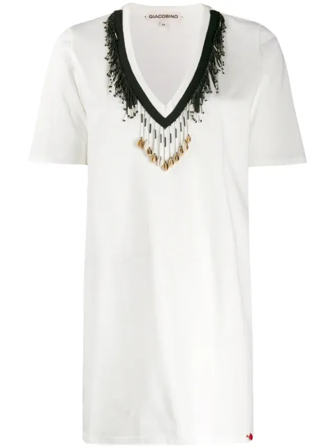 Giacobino bead embellished T-shirt White GBS19211