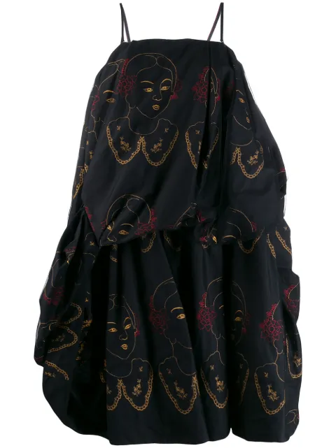 Simone Rocha faces print dress Black 3736T0283