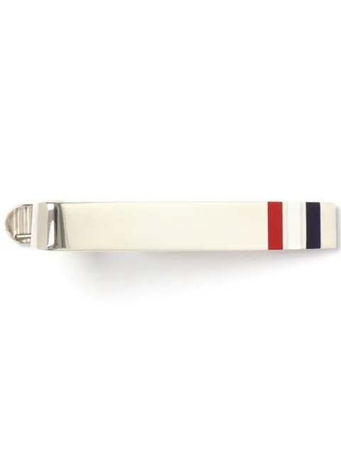 Thom Browne silver enamel stripe short tie bar Silver MZT002B00002