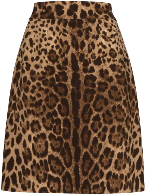 Dolce & Gabbana leopard-print A-line skirt Brown F4BCVTFS2A3