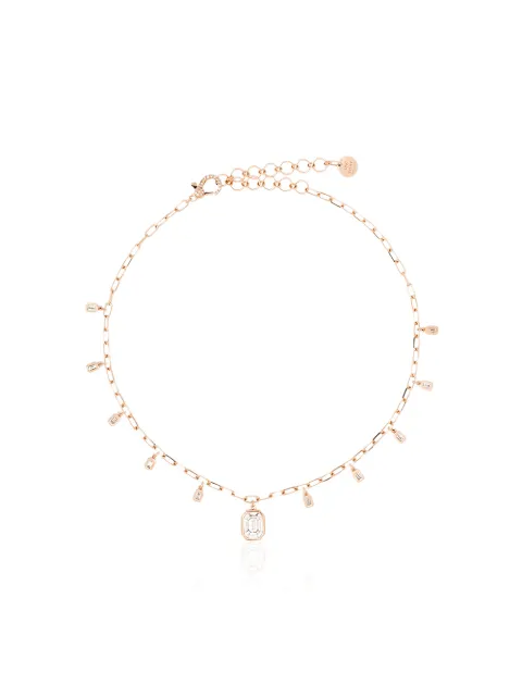 SHAY 18CT rose gold and diamond drop necklace Pink SN215RG18