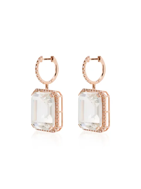 SHAY 18K rose gold portrait white topaz earrings Pink SE46RGRG18