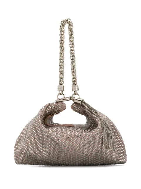 Jimmy Choo Callie crystal-embellished clutch bag Neutrals CALLIEIAM
