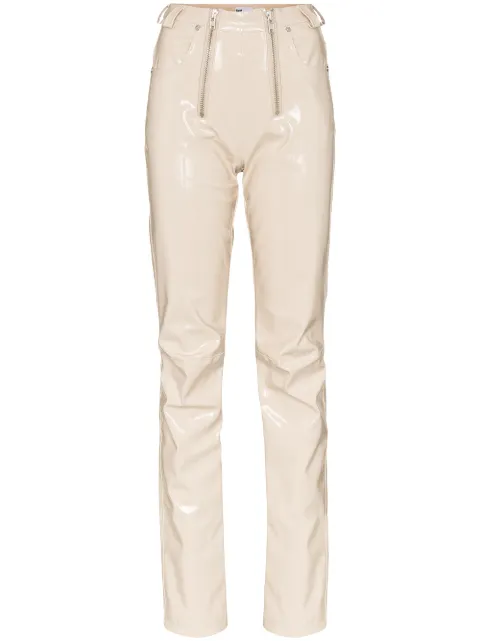 GmbH zip detailed straight leg trousers Neutrals FREYRE19VINYLBEIGE